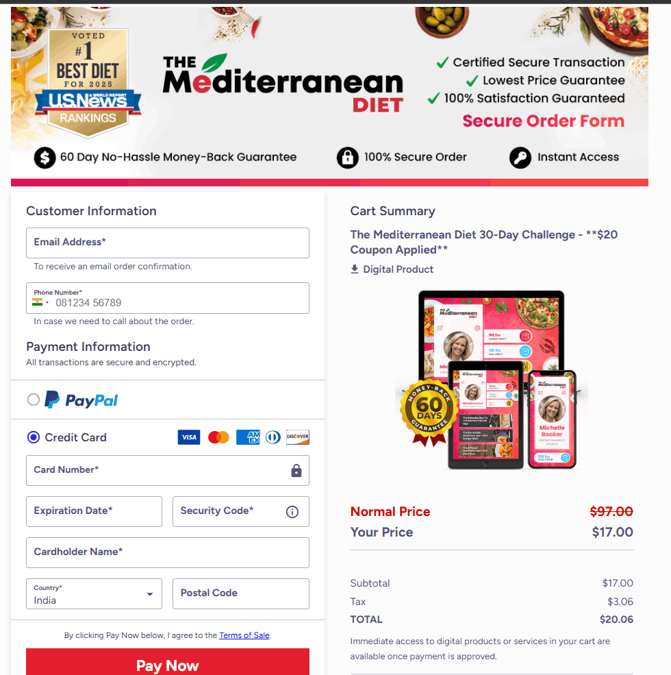 Mediterranean Diet - Order Form